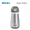 Beaba Stainless Steel Spout Bottle 350ml - Mineral Grey