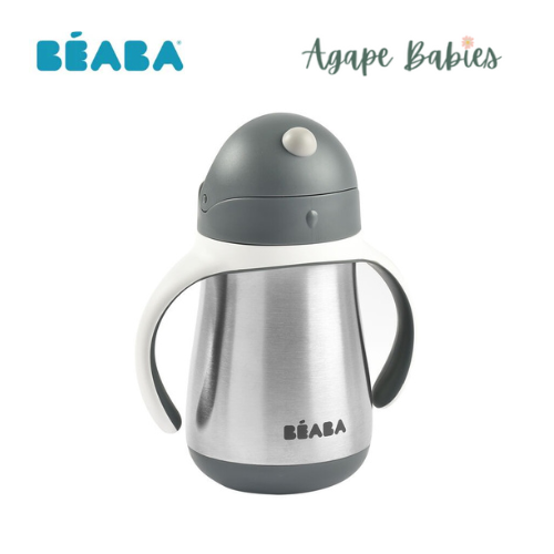 Beaba Stainless Steel Straw Cup 250ml - Mineral Grey