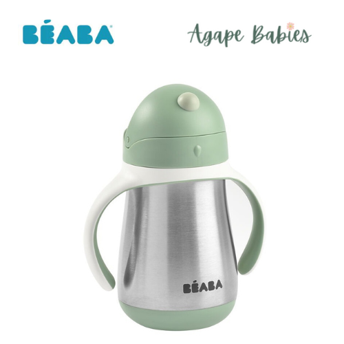 Beaba Stainless Steel Straw Cup 250ml - Sage Green