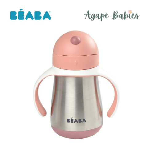 Beaba Stainless Steel Straw Cup 250ml - Vintage Pink