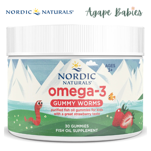 Nordic Naturals Nordic Omega-3 Gummy Worms - Strawberry, 30 gums.