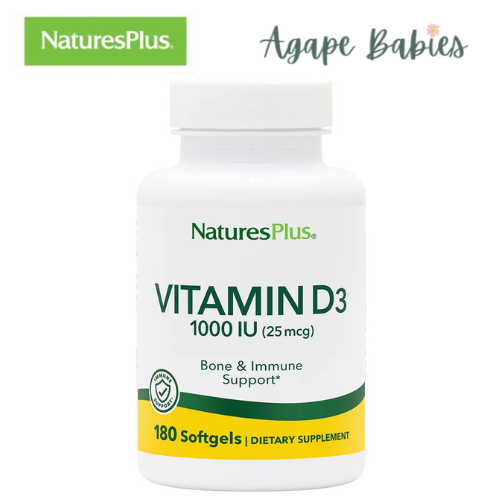 Nature's Plus Vitamin D 1000 IU (D3, Cholecalciferol), 180 sgls.