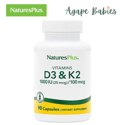 Nature's Plus Vitamin D3 1000 IU/Vitamin K2 100 mcg, 90 Vcaps.