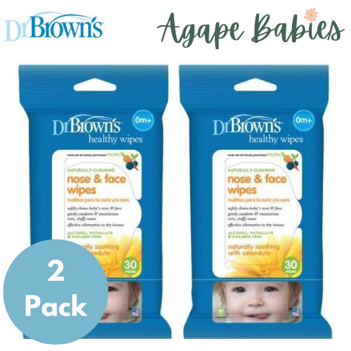 [2-Pack] Dr Brown's Nose & Face Wipes (30 x 2 = 60Pack)