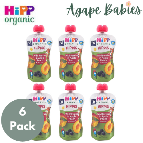 [6-Pack] Hipp Organic Wild Berries in Apple Peach 100g Exp: