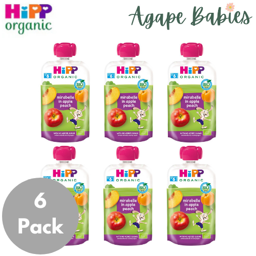 [6 Pack] Hipp Organic Mirabelle In Apple Peach Pouch Gluten Free - 100g