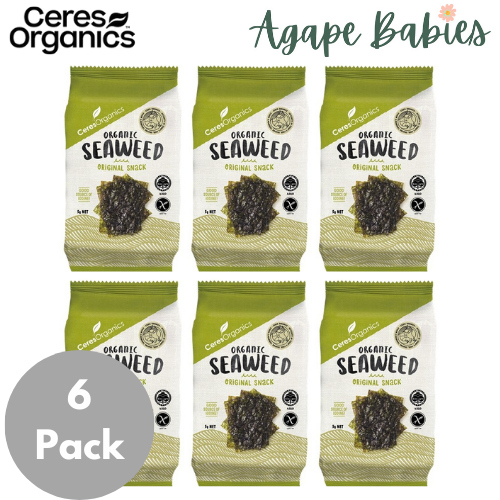 [6 Pack] Ceres Organics Roasted Seaweed Nori Snack - 5g