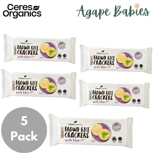 [5 Pack] Ceres Organics Brown Rice Crackers - With Chia (115 g x 2) EXP: 05/21