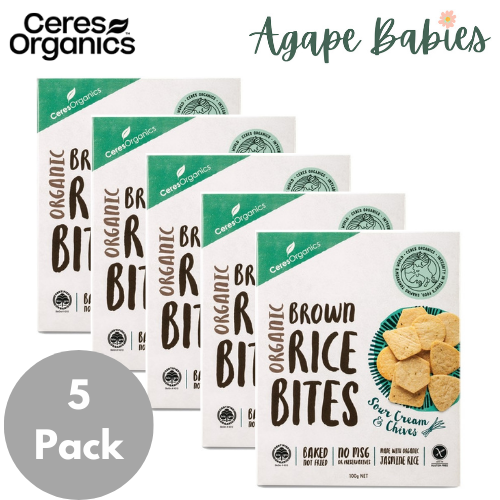 [5 Pack] Ceres Organics Rice Bites, Sour Cream & Chives - 100g