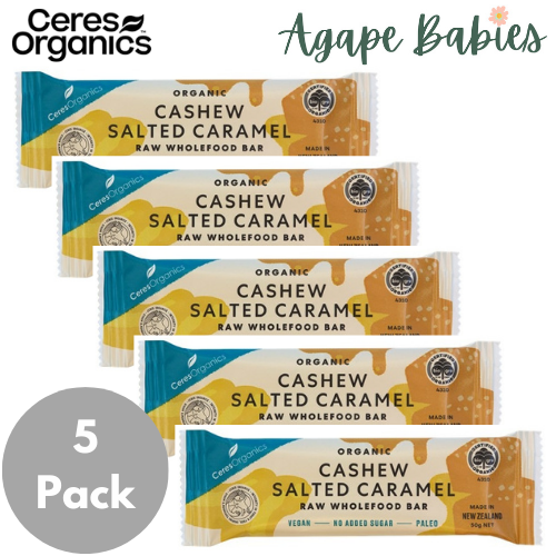 [5 Pack] Ceres Organics Organic Cashew Salted Caramel Raw Wholefood Bar - 50g