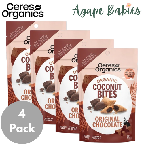 [4 Pack] Ceres Organics Organic Coconut Bites Chocolate - 60g