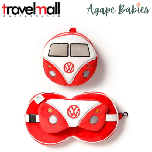 Travelmall 3D Volkswagen Shaped Travel Pillow & with Eye Mask Set