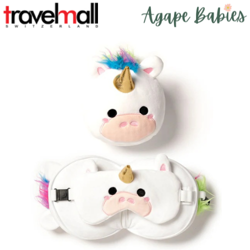 Travelmall 3D Shaped Travel Pillow & with Eye Mask Set - Unicorn