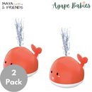 [2 Pack] Maya & Friends Glowing Whale Bath Toy With Induction Water Jet - 2 Colors