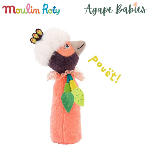 Moulin Roty Dans La Jungle Baby Squeaker Rattle - Paloma the Bird of Paradise