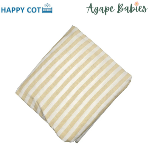 Happy Cot 100% Cotton Fitted Sheet - Beige Stripes