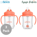 [2 Pack] Dr Brown's Baby's First Straw Cup w/ Handles, 6m+ 9oz/270ml - 5 Colors