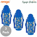 [3 Pack] Renga Migo Water Bottle With Straw And Shoulder Strap - 300ML (2 Colors)