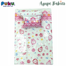 Puku Playpen Mattress With Pillow And Bolster Set (26x38x2 inches) - Music Pink
