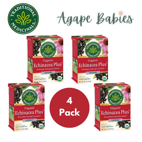 [Bundle Of 4] Traditional Medicinals Organic Echinacea Plus Elderberry Tea, 16 bags Exp: 02/25