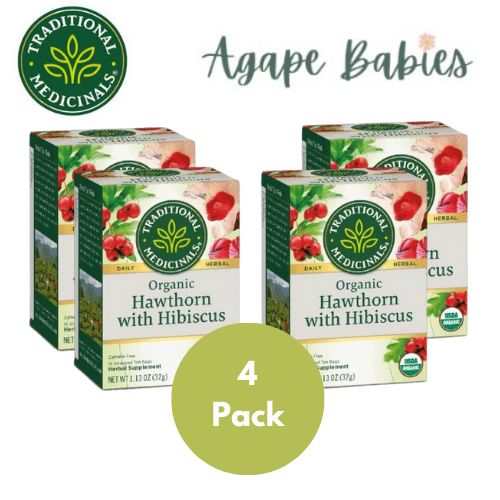 [Bundle Of 4] Traditional Medicinals Organic Heart Tea with Hawthorn & Hibiscus, 16 bags
