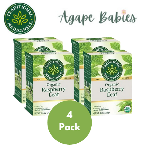 [Bundle Of 4] Traditional Medicinals Organic Raspberry Leaf Tea, 16 bags Exp: 02/25