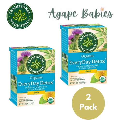 [Bundle Of 2] Traditional Medicinals Organic Everyday Detox Lemon Tea, 16 Bags Exp: 06/25