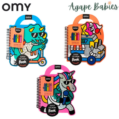 OMY Super Colouring & Stickers Book - 3 Designs