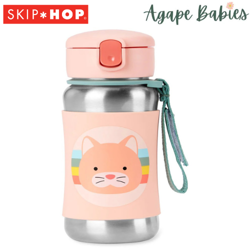 Skip Hop Zoo Stainless Steel Straw Bottle - Cat