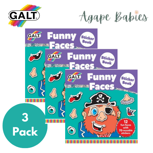 [Bundle Of 3] Galt Funny Faces Sticker Book