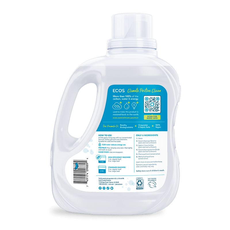 ECOS Hypoallergenic Laundry Detergent - Free And Clear 100oz/2.96L