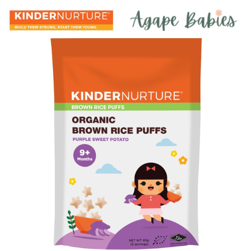 KinderNurture Organic Brown Rice Puffs 40g - Purple Sweet Potato EXP: