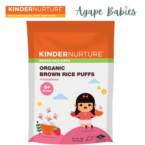 KinderNurture Organic Brown Rice Puffs 40g - Strawberry EXP: