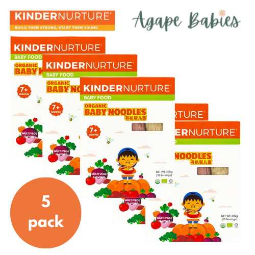 [5-Pack] KinderNurture Organic Baby Noodles - Multi Vege Flavour, 300g