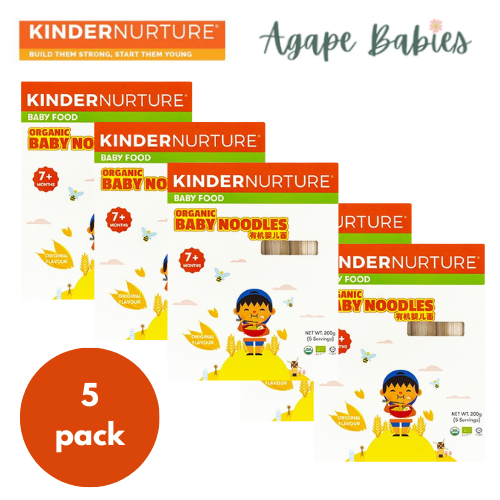 [5-Pack] KinderNurture Organic Baby Noodles - Original Flavour, 200g