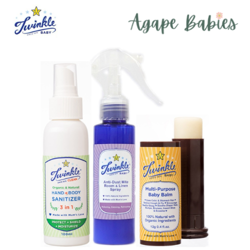 Twinkle Baby Travel Set Kit (Hand Sanitizer + Anti-Dust Mite Spray + Baby Balm)