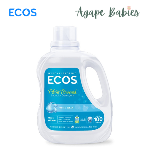 ECOS Hypoallergenic Laundry Detergent - Free And Clear 100oz/2.96L Exp: 03/27