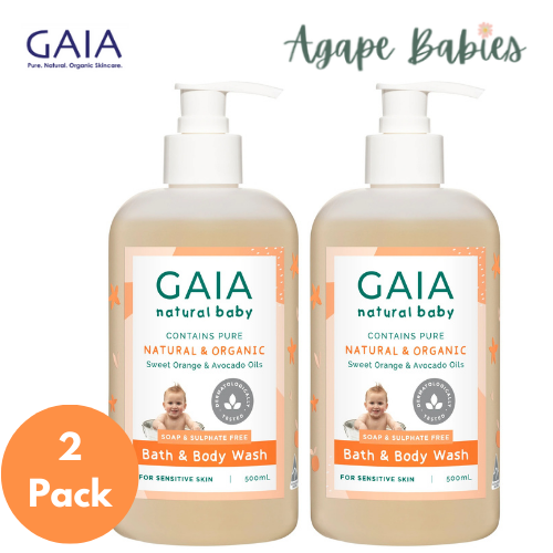 2 x GAIA Baby Bath & Body Wash 500ml + Pump Exp: 12/26