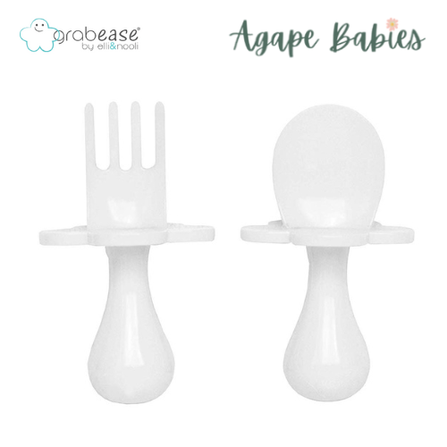 Grabease First Self Feeding Utensil Set - White