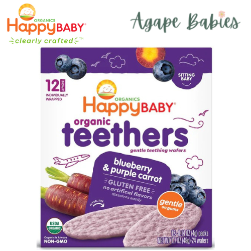 Happy Baby Gentle Teethers - Blueberry & Purple Carrot, 12 x 4 g. Exp: 05/25