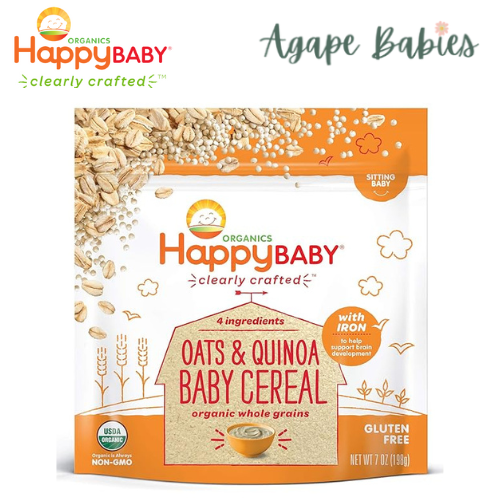 Happy Baby Happy Family Happy Tot Clearly Crafted Cereal Baby Cereal - Oats & Quinoa, 198g. (Plastic Packaging)