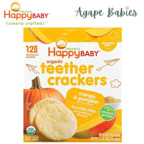 Happy Baby Happy Family Organic Teether Cracker- Mango & Pumpkin, 12 x 4 g. Exp: 02/25