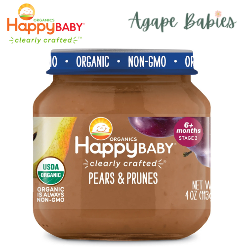 Happy Baby Happy Family Stage 2 Clearly Crafted Jars - Pears & Prunes, 113 g Exp: 12/24