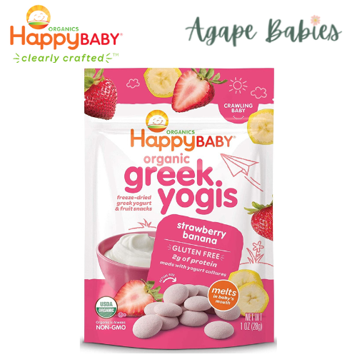 Happy Baby Organic Greek Yogis - Strawberry Banana, 28 g. Exp: 06/24