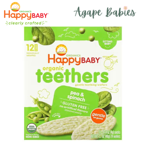 Happy Family Happy Baby Gentle Teethers - Pea & Spinach, 12 x 4 g. Exp:04/25