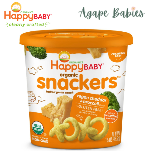 Happy Family Happy Baby Organic Snackers Vegan Cheddar & Broccol, 42.5g. Exp: 08/23