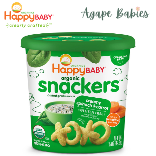 Happy Family Happy Baby Organic Snackers- Creamy Spinach & Carrot 42.5 G - Exp: