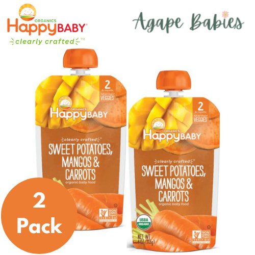 Happy Family Happy Baby Stage 2 (6+ months) Clearly Crafted Meals - Sweet Potatoes Mangos & Carrots, 113g.(2-PACK BUNDLE) Exp: 03/24