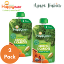[2 Pack] Happy Baby Happy Family Happy Baby Organic Broccoli & Carrots with Olive Oil + Garlic, 113 g Exp: 02/26