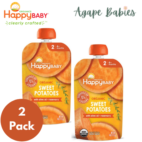 [2 Pack] Happy Baby Happy Family Happy Baby Organic Sweet Potatoes with Olive Oil + Rosemary, 113 g Exp: 09/23